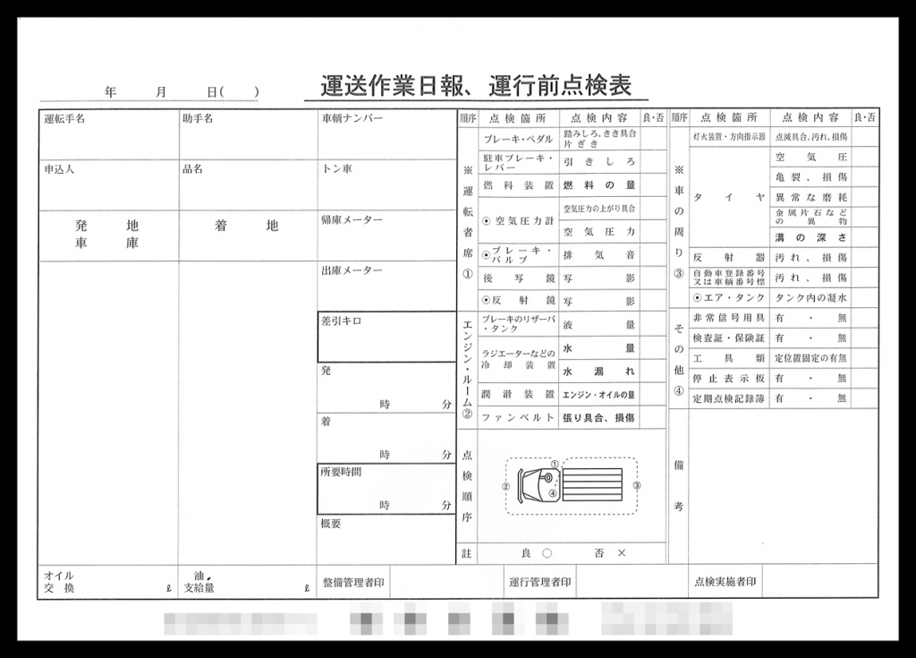 運輸業で使用する送作業日報伝票(単票100組)の伝票作成実績