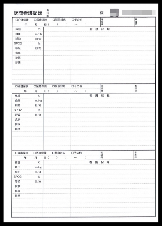 実績⑥訪問看護記録用紙
