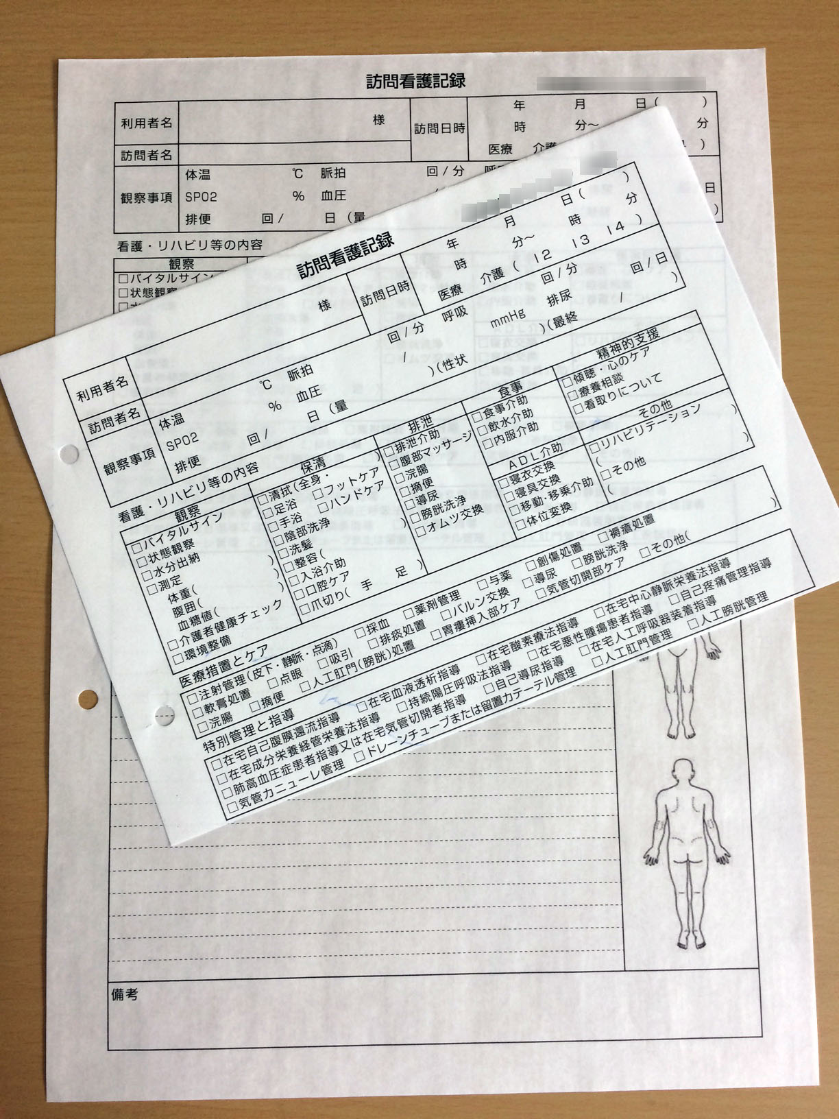 訪問看護で使用する訪問看護記録(２枚複写)の伝票作成実績