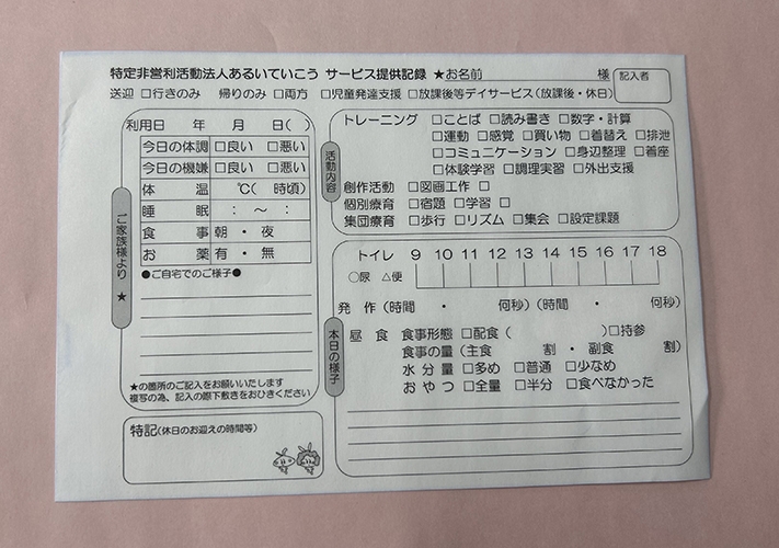 サービス提供記録伝票(2枚複写50組)作成実績