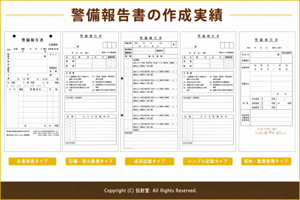 警備報告書作成実績